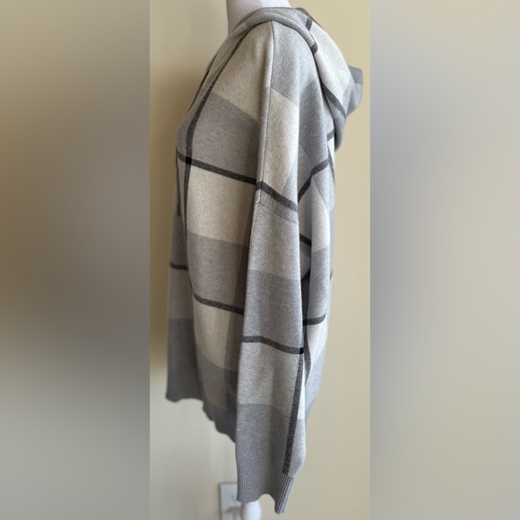 RACHEL RACHEL ROY HOODED GRAY PLAID KNIT SWEATER SZ 2X - Picture 6 of 12